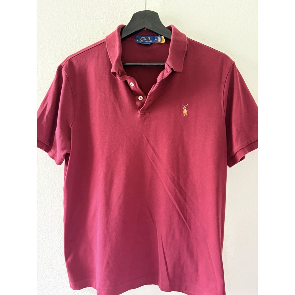 Polo Ralph Lauren Mens Classic Fit Polo Shirt Size M Burgundy Red Short Sleeve
